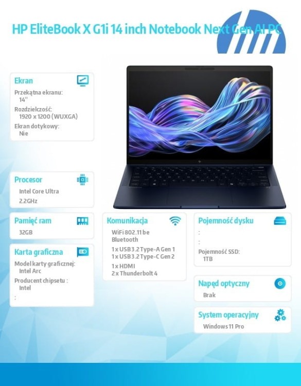 HP Inc. Notebook EliteBook X G1i U7 258V 1TB/32GB/W11P/14 B9ZY5ET