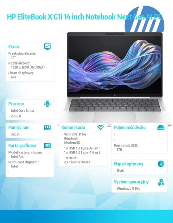 HP Inc. Notebook EliteBook X G1i U7 258V 1TB/32GB/W11P/14 B9ZY2ET