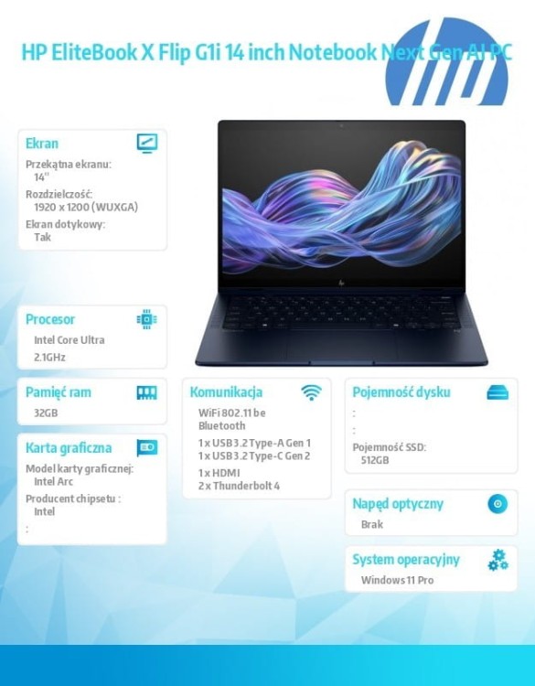 HP Inc. Notebook EliteBook X Flip G1i U5 228V/512GB/32GB/W11P/14.0   B9ZX7ET