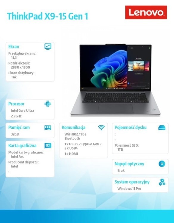 Lenovo Ultrabook ThinkPad X9 G1 21Q60008PB W11Pro Ultra 7 258V/32GB/1TB/INT/15.3 OLED/Touch/Grey/3YR Premier NBD + CO2 Offset