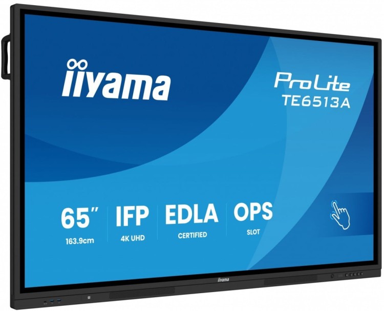 IIYAMA Monitor 65 cali TE6513A-B1AG INFRARED,40pkt,IPS,4K,7H,450cd/m2,      WiFi,USB, ANDROID 14, Google EDLA,2x20W, UCHWYT CIENNY