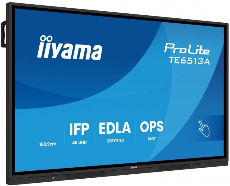 IIYAMA Monitor 65 cali TE6513A-B1AG INFRARED,40pkt,IPS,4K,7H,450cd/m2,      WiFi,USB, ANDROID 14, Google EDLA,2x20W, UCHWYT CIENNY