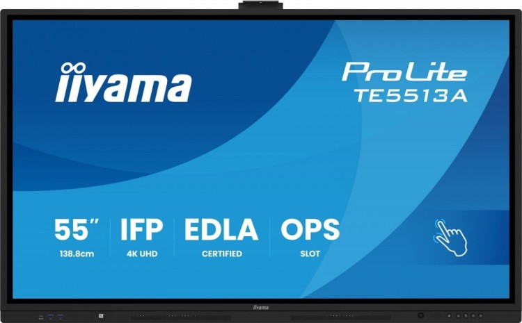 IIYAMA Monitor 55 cali TE5513A-B1AG INFRARED,40pkt,IPS,4K,7H,450cd/m2,      WiFi,USB, ANDROID 14, Google EDLA,2x20W, UCHWYT CIENNY