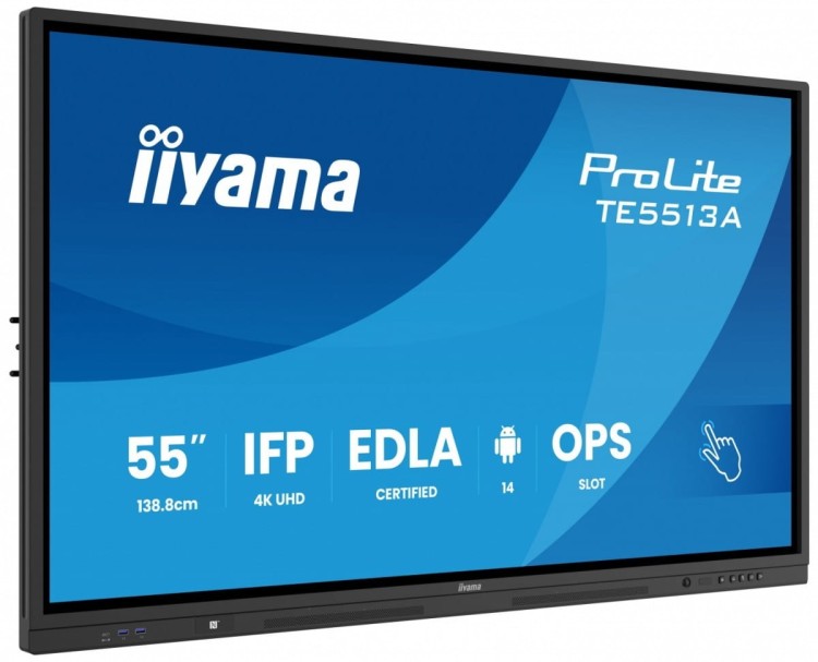 IIYAMA Monitor 55 cali TE5513A-B1AG INFRARED,40pkt,IPS,4K,7H,450cd/m2,      WiFi,USB, ANDROID 14, Google EDLA,2x20W, UCHWYT CIENNY