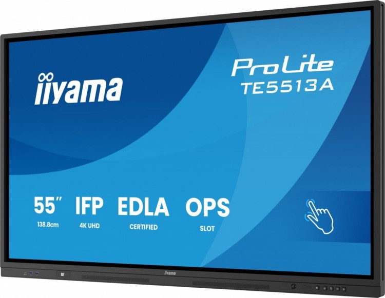 IIYAMA Monitor 55 cali TE5513A-B1AG INFRARED,40pkt,IPS,4K,7H,450cd/m2,      WiFi,USB, ANDROID 14, Google EDLA,2x20W, UCHWYT CIENNY
