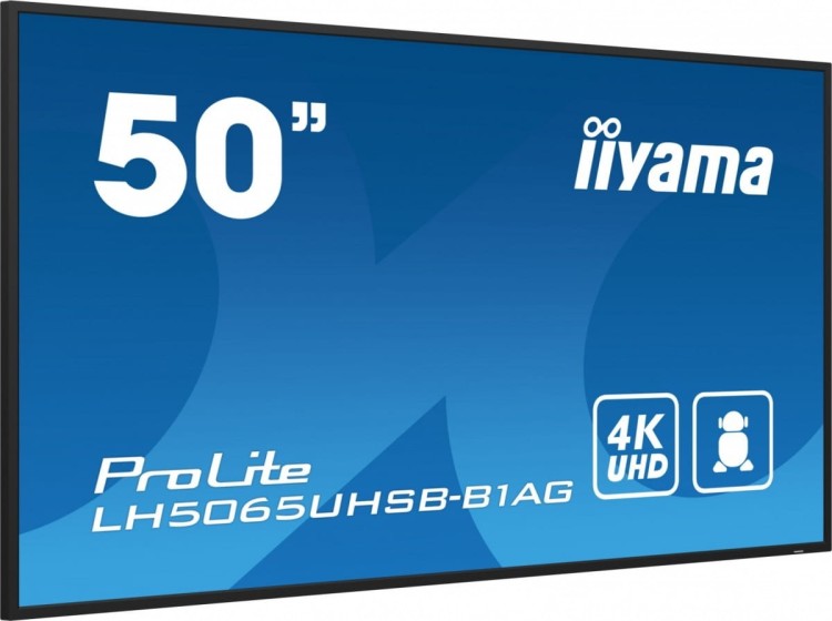 IIYAMA Monitor 50 cali LH5065UHSB-B1 AG, 24/7, VA, ANDROID 11, 4K, 800cd, iiSignage2, SDM, 2x HDMI, DP, 2x USB,2x 10W, RJ45, WiFi, 4/32GB, PION/POZIOM