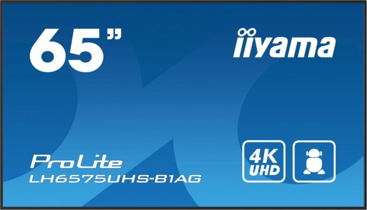 IIYAMA Monitor 65 cali LH6575UHS-B1AG 24/7,IPS,ANDROID.11,4K,500cd/m2,WiFi,3xHDMI,DP,Daisy/Chain,2xUSB,2x10W,RJ45,iiSignage2,FailOver,SDM,4GB/32GB,met