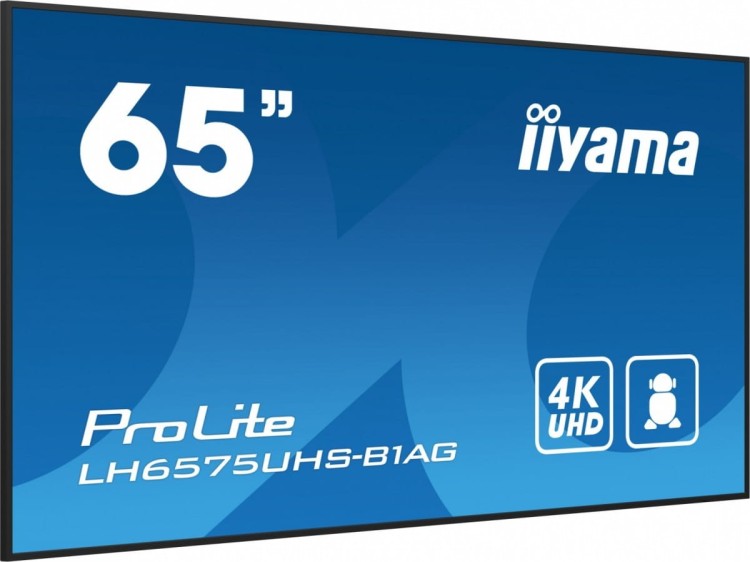 IIYAMA Monitor 65 cali LH6575UHS-B1AG 24/7,IPS,ANDROID.11,4K,500cd/m2,WiFi,3xHDMI,DP,Daisy/Chain,2xUSB,2x10W,RJ45,iiSignage2,FailOver,SDM,4GB/32GB,met