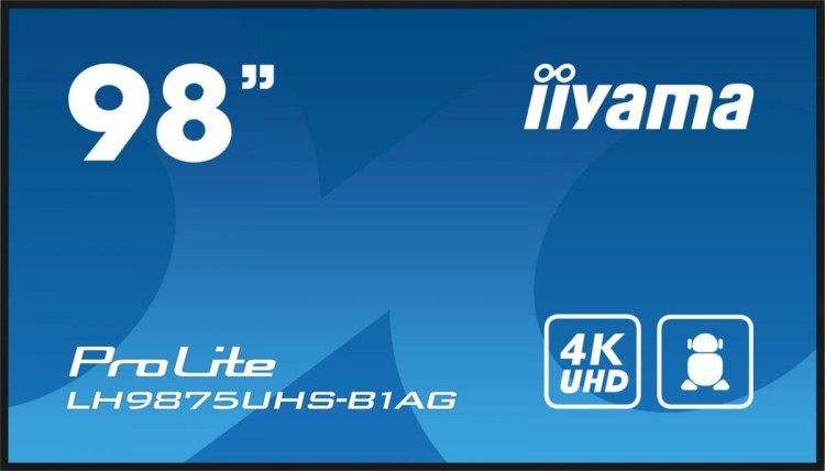 IIYAMA Monitor wielkoformatowy 97.5 cala ProLite LH9875UHS-B1AG 24/7,IPS,ANDROID.11,4K,OPS-PC-SLOT,  2x16W,DAISY.CHAIN,WiFi,500cd/m2