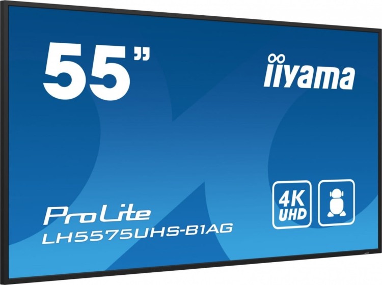 IIYAMA Monitor 54.6 cali ProLite LH5575UHS-B1AG 24/7,IPS,ANDROID.11,4K,500cd/m2,WiFi,3xHDMI,DP,Daisy/Chain,2xUSB,2x10W,RJ45,iiSignage2,FailOver,SDM,4G