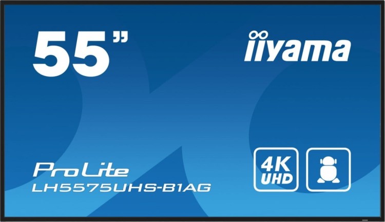 IIYAMA Monitor 54.6 cali ProLite LH5575UHS-B1AG 24/7,IPS,ANDROID.11,4K,500cd/m2,WiFi,3xHDMI,DP,Daisy/Chain,2xUSB,2x10W,RJ45,iiSignage2,FailOver,SDM,4G