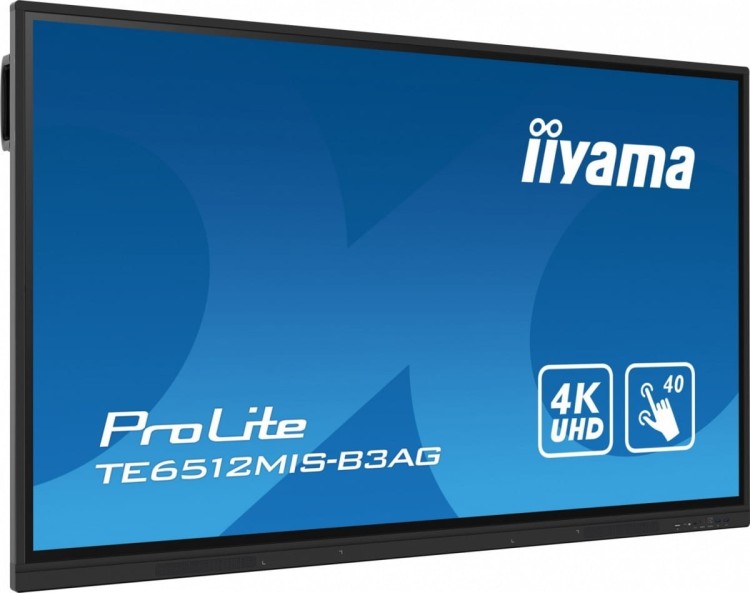 IIYAMA Monitor 65 cali ProLite TE6512MIS-B3AG 40pkt,IPS,4K,24/7, 7H,WiFi,VGA,HDMI,USB-c,Bluetooth,metal,8ms,Vesa,2x16W