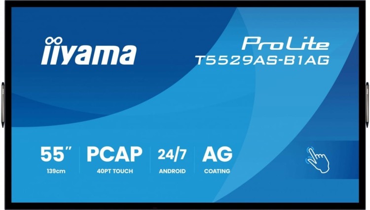 IIYAMA Monitor 55 cali T5529AS-B1AG VA,4K,HDMIx2,USB-C,RJ45,2x10W,WiFi,     Android 14, Signal FailOver, Whiteboard, iiSignage2 (CMS), iiControl (DMS)