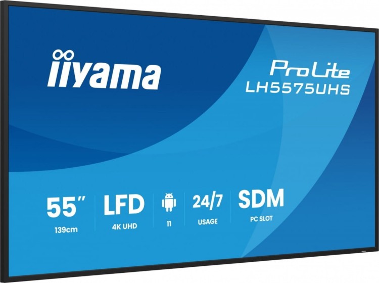 IIYAMA Monitor 55 cali LH5575UHS-B2AG,24/7,IPS,ANDROID.11,4K,  WiFi,         iiSignage2, FailOver, EShare, 24/7, full daisy chain