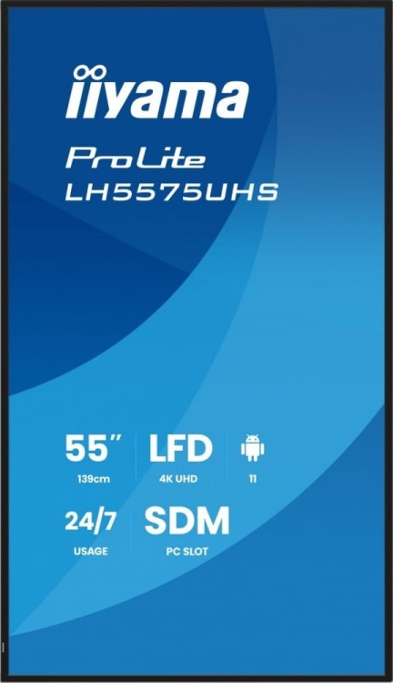 IIYAMA Monitor 55 cali LH5575UHS-B2AG,24/7,IPS,ANDROID.11,4K,  WiFi,         iiSignage2, FailOver, EShare, 24/7, full daisy chain