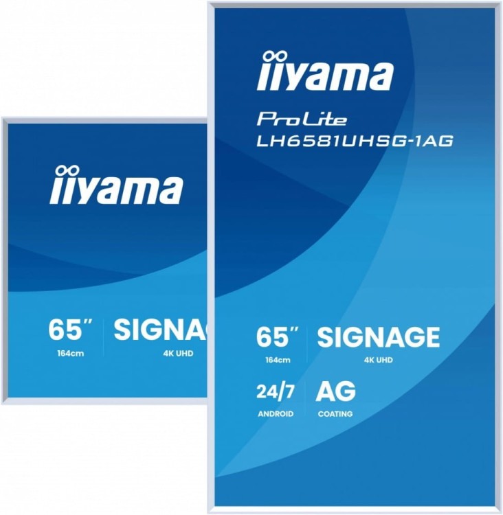 IIYAMA Monitor 65 cali LH6581UHSG-1AG 24/7,VA,ANDROID 14,4K, 2x10W, WiFi,    UCHWYT ŚCIENNY, 2xHDMI, USB-C, RJ45, IR, 2xUSB, WHITE
