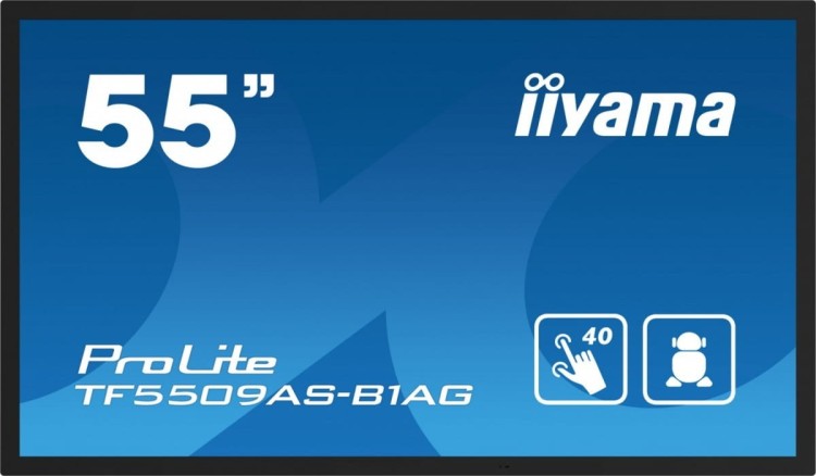 IIYAMA Monitor 55 cali TF5539AS-B1AG,IPS,4K,HDMIx2,DP,RJ45,3xUSB,2x10W,      ANDROID,24/7,IP65