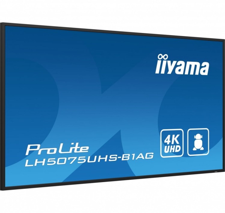 IIYAMA Monitor 50 cali LH5075UHS-B1AG,24/7,VA,ANDROID.11,4K,3xHDMI,DP,RJ45,  2xUSB,2x10W