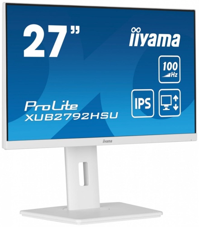 IIYAMA Monitor 27 cali ProLite XUB2792HSU-W6 IPS,HDMI,DP,100Hz,SLIM,4xUSB3.2,PIVOT,  HAS(150mm),2x2W