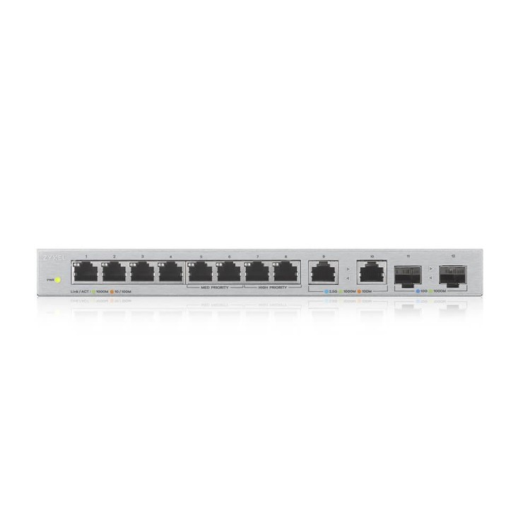 Zyxel Przełącznik niezarządzalny XGS1010-12-ZZ0101F 8-Port GbE 1G + 2-Port 2.5G + 2-Port SFP+