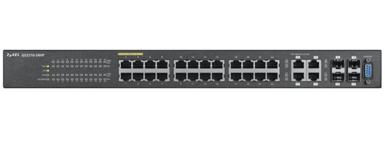 Zyxel 24xGb PoE 4xRJ45/SFP 2xSFP L2+switch GS2210