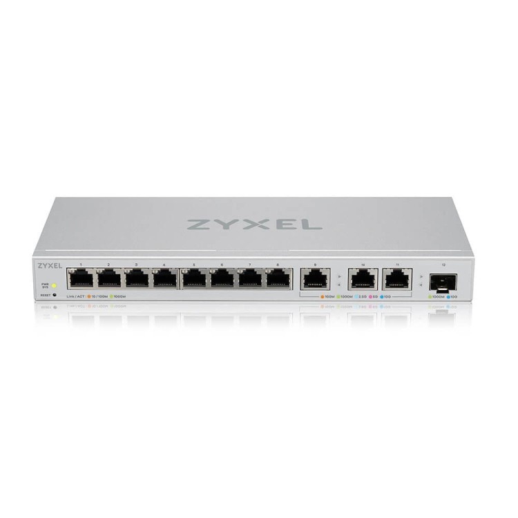 Zyxel Przełącznik zarządzalny XGS1250-12, 12-Port Gigabit webmanaged Switch with 8 port       1G + 3-Port MultiGig 1/2.5/5/10G + 1-Port SFP+ XGS1250-1