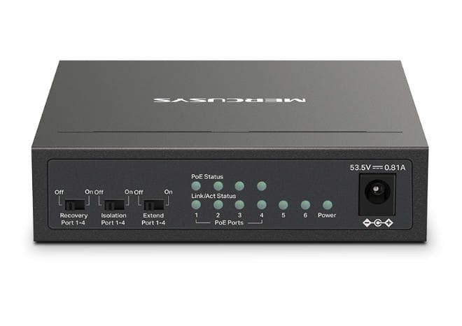 TP-LINK Przełącznik Mercusys 6-Port 10/100 Mbps Desktop Switch with  4-Port PoE+    PORT: 4× 10/100 Mbps PoE+ Ports, 2× 10/100 Mbps Non-PoE Ports