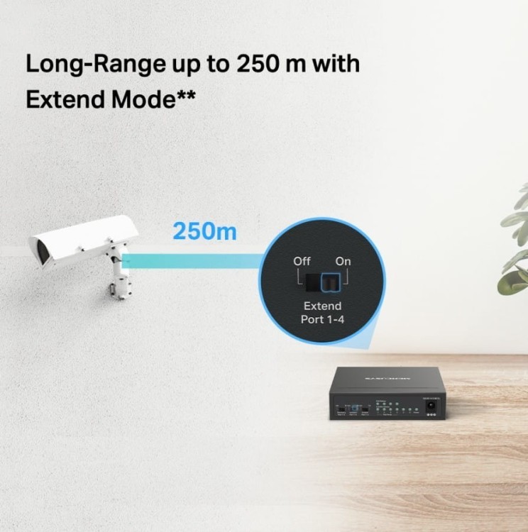 TP-LINK Przełącznik Mercusys 6-Port 10/100 Mbps Desktop Switch with  4-Port PoE+    PORT: 4× 10/100 Mbps PoE+ Ports, 2× 10/100 Mbps Non-PoE Ports
