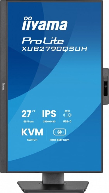 IIYAMA Monitor 27 cali XUB2790QSUH-B2 IPS,QHD,CAM,MIC,HDMI,DP,3xUSB(3.2),  100Hz,ADAPTIVE SYNC,FlickerFree,2x2W,WINDOWS HELLO