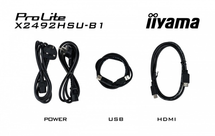 IIYAMA Monitor 24 cale X2492HSU-B1 IPS,FHD,HDMI,DP,120Hz,300cd,4ms,USB HUBx2cienkie ramki, 1500:1, ErP B