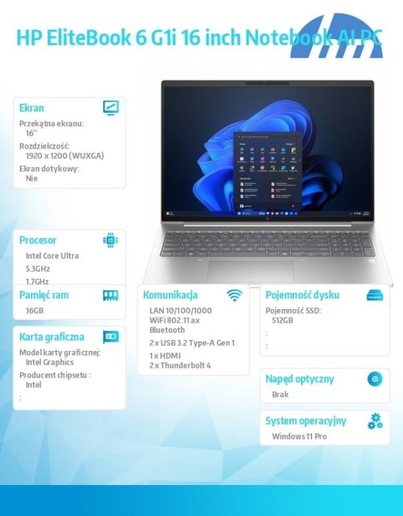 HP Inc. Notebook EliteBook 6 G1i U7-265U 512GB/16GB/W11P/16.0   C51GJET