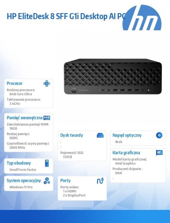 HP Inc. Komputer EliteDesk 8 SFF G1i U5-235 512GB/16GB/W11P      A55S3ET