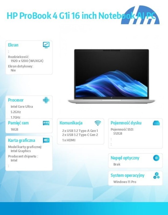 HP Inc. Notebook ProBook 4 G1i U7-255U 512GB/16GB/W11P/16.0   C51MNET