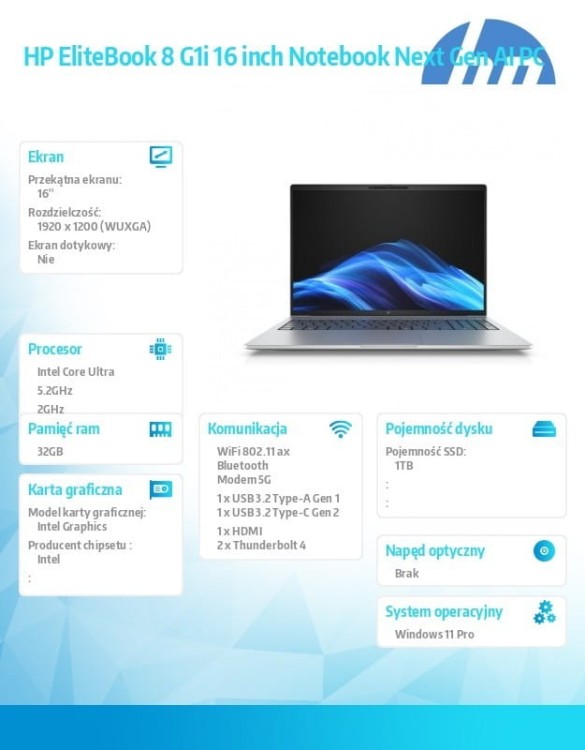 HP Inc. Notebook EliteBook 8 G1i  U7-255U 1TB/32GB/W11P/16.0   C51M6ET
