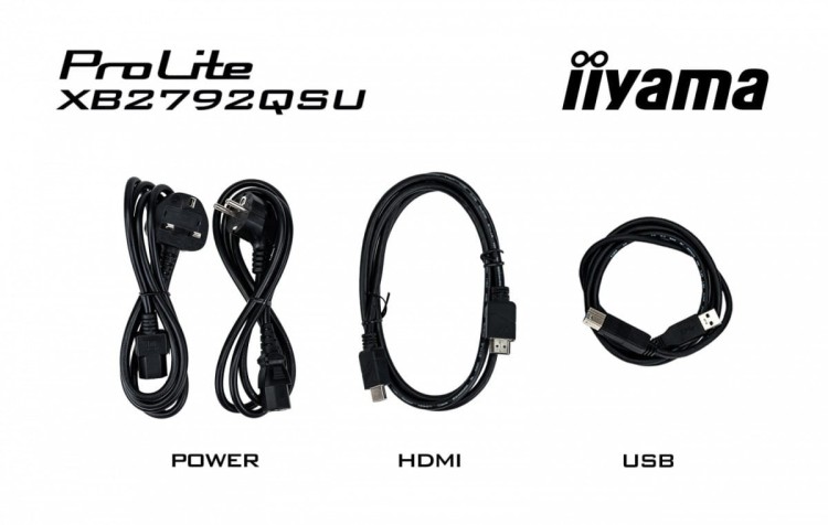 IIYAMA Monitor 27 cali XB2792QSU-B1   IPS,QHD, HAS (150) PIVOT,              120Hz,HDMI,DP, 350cd,1500:1, cienkie ramki, 2xUSB 3.2, ErP B