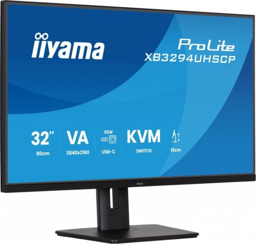 IIYAMA Monitor 31,5 cala XB3294UHSCP-B1.4K,VA,2xHDMI,DP,USB-C dock 95W, PIP,RJ45, 400cd, 2ms, 4xUSB, KVM,Sync,2x5W, HAS (150) PIVOT,