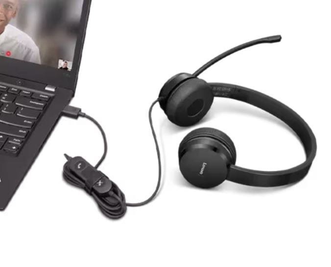 Lenovo Analogowy zestaw słuchawkowy USB-A Wired Stereo On-Ear Headset 4XD1K18260