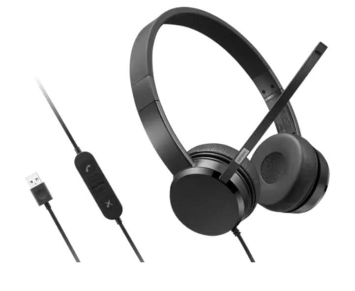 Lenovo Analogowy zestaw słuchawkowy USB-A Wired Stereo On-Ear Headset 4XD1K18260
