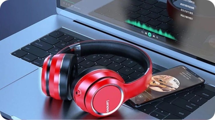 Lenovo Słuchawki nauszne bluetooth HD200 Czerwone