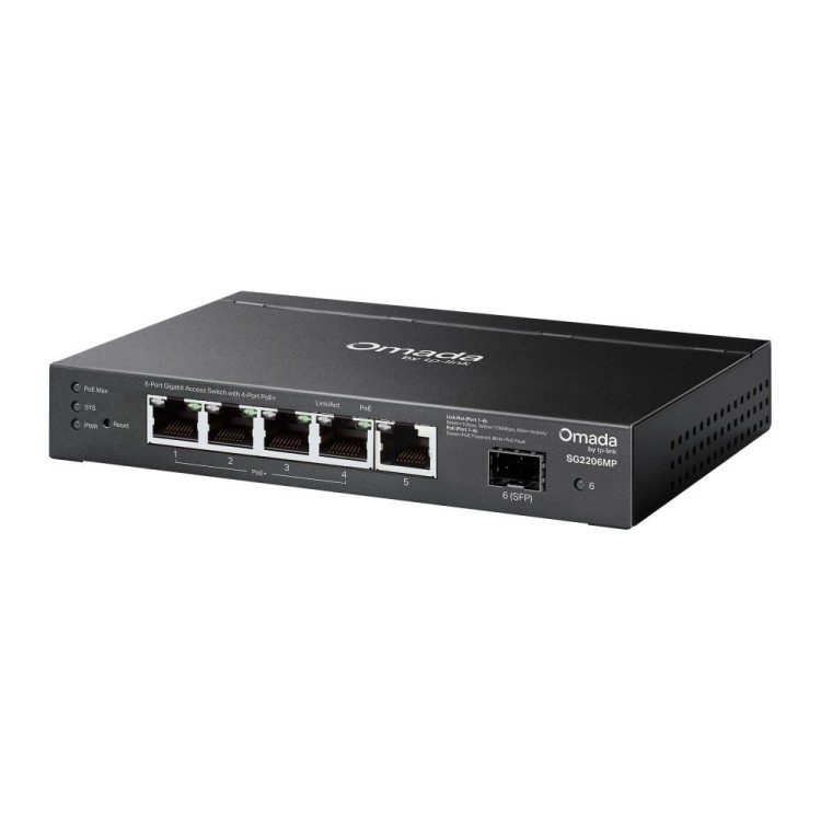 TP-LINK Przełącznik SG2206MP Omada, 6 portów gigabitowych w tym 4 porty PoE+