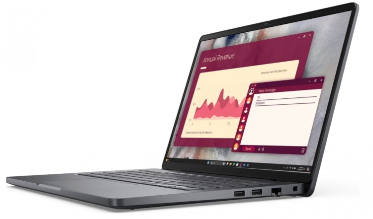 Dell Laptop Dell Pro 14 PC14250 W11P C7 150U/16GB/512GB CL25/FgrPr/FHD IR Cam&Mic/WLAN+BT|14.0 FHD+|BcklKb/3C/65W/3YPS Magnetite color, textured finis