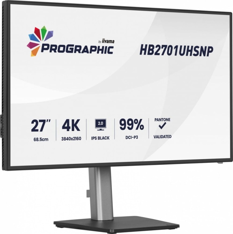 IIYAMA Monitor 27 cali ProGraphic HB2701UHSNP-B1 4K,IPS BLACK 2.0,450cd,VESA USB-c dock(PD:96W),HDMI,DP,DAISY/CHAIN,4xUSB,RJ45,3000:1,sRGB:100%,DCI-P3