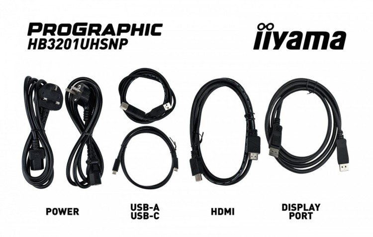 IIYAMA Monitor 31.5 cala ProGraphic HB3201UHSNP-B1 4K,IPS BLACK 2.0,450cd,VESA USB-c dock(PD:96W),HDMI,DP,DAISY/CHAIN,4xUSB,RJ45,3000:1,sRGB:100%,DCI-