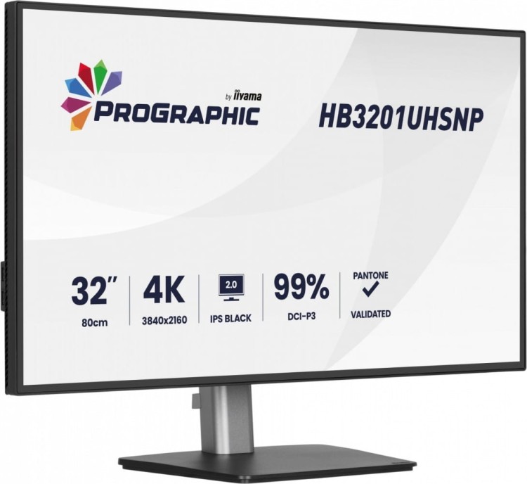 IIYAMA Monitor 31.5 cala ProGraphic HB3201UHSNP-B1 4K,IPS BLACK 2.0,450cd,VESA USB-c dock(PD:96W),HDMI,DP,DAISY/CHAIN,4xUSB,RJ45,3000:1,sRGB:100%,DCI-