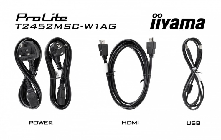IIYAMA Monitor 24 cale T2452MSC-W1AG FHD,10PKT, POJ, IPS, HDMI, DP, 400cd, biały
