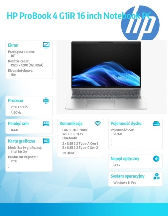 HP Inc. Notebook ProBook 4 G1iR i5-1334U 512GB/16GB/W11P/16.0   D0MG6ET