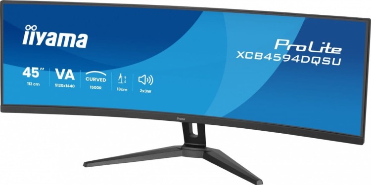 IIYAMA Monitor ProLite 44.5 cala XCB4594DQSU-B1 ,VA,DQHD,2xDP,2xHDMI,1500R,32:9,      450 cd/m2,  3000:1, USB HUB x4 (2x Type-A, 2x Type-C), 2 x 3W