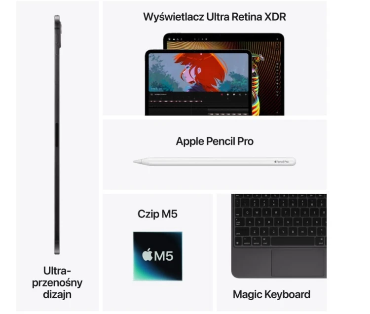 Apple iPad Pro 13-calowy Wi-Fi 512 GB ze standardowym szkłem - Gwiezdna czerń