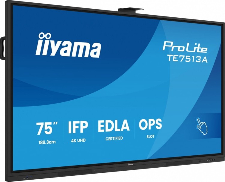 IIYAMA Monitor interaktywny 75 cali TE7513A-B2AG INFRARED,40pkt,IPS,4K,7H,500cd/m2,      WiFi,USB, ANDROID 14, Google EDLA,2x20W, UCHWYT ŚCIENNY