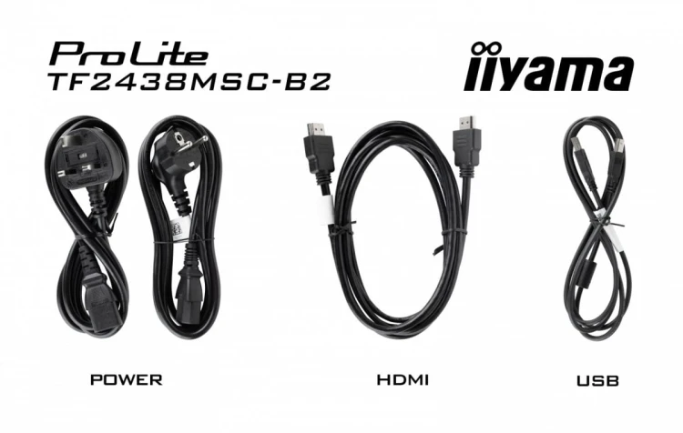 IIYAMA Monitor 24 cale TF2438MSC-B2 IPS,FHD,DP,HDMI,2x2W,2xUSB,600(cd/m2),  10pkt.7H,IP1X(FRONT),PION/POZIOM, 120Hz